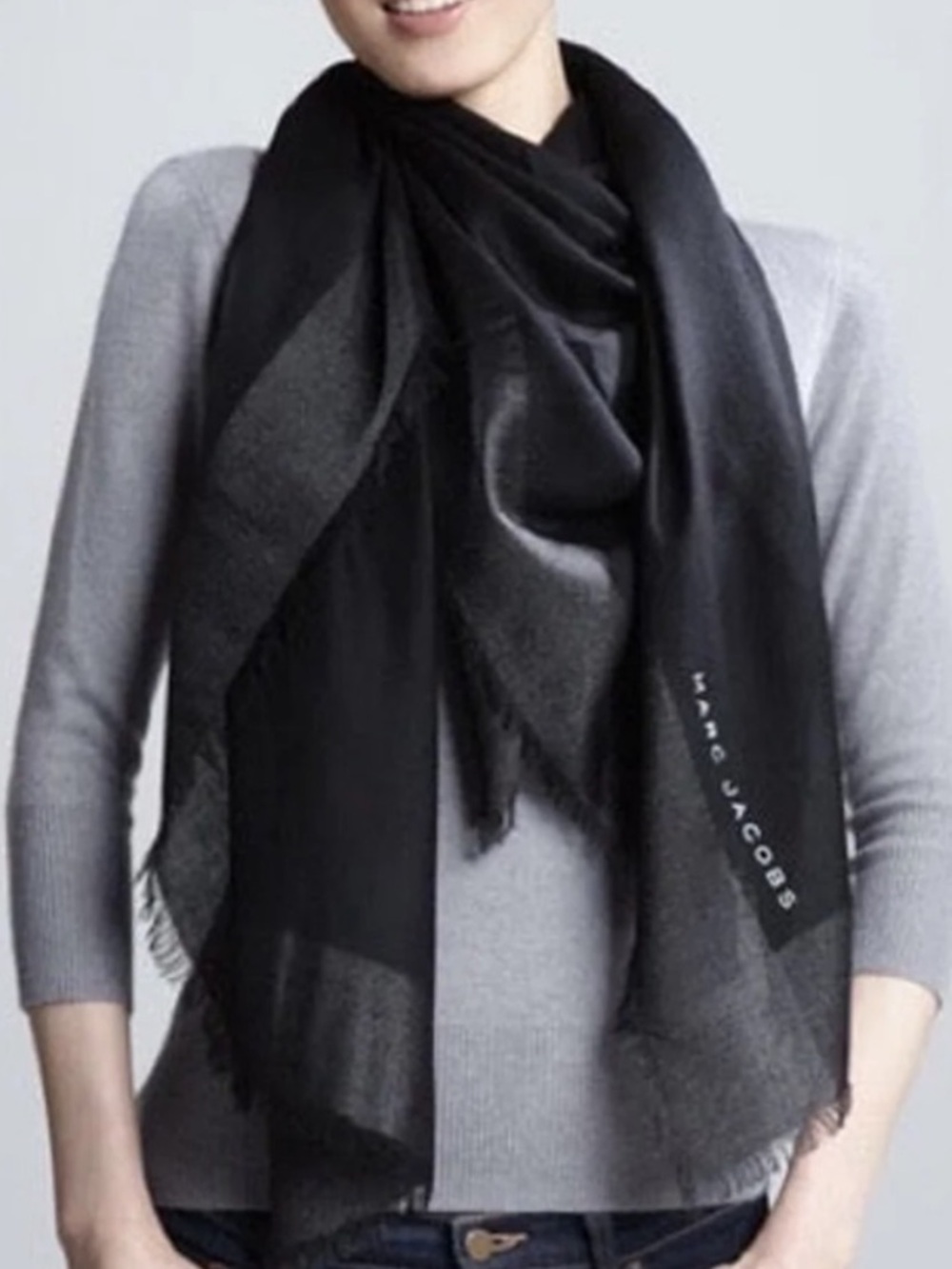 Marc Jacobs Neiman Marcus Target Collab  Black Wool Cashmere Blend Scarf